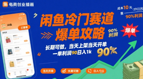 闲鱼冷门赛道爆单攻略，长期可做，当天上架当天开单，一单利润90% 利润，日入1k【揭秘】-缘艺创业网