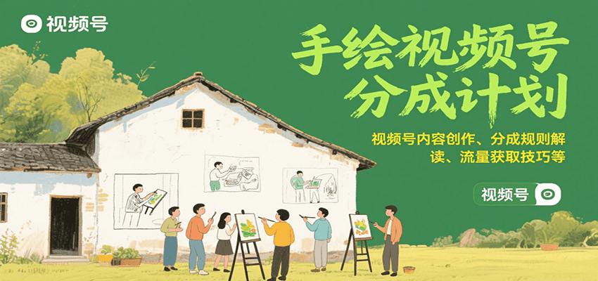 手绘视频号分成计划：视频号内容创作、分成规则解读、流量获取技巧等-缘艺创业网