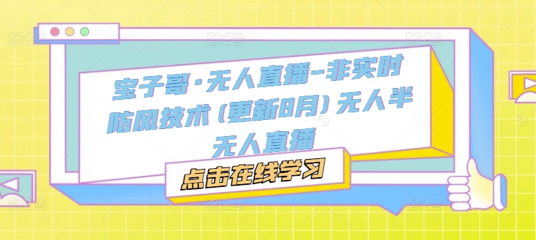 宝子哥·无人直播-非实时防风技术(更新25年5月)无人半无人直播-缘艺创业网