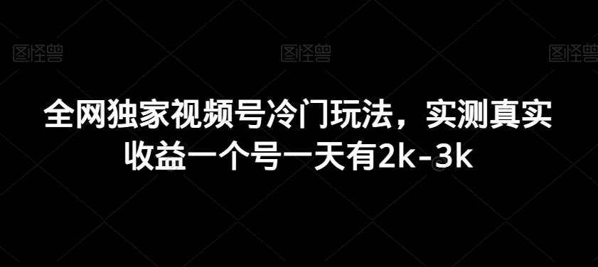 全网独家视频号冷门玩法，实测真实收益一个号一天有2k-3k-缘艺创业网
