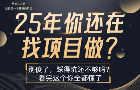 25年，你还在疯狂的找项目吗？别傻了，看完这个你都懂了【揭秘】-缘艺创业网