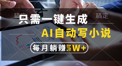 只需一键生成，AI全自动写小说，可一键生成120w字，每月躺着收益过1w+【揭秘】-缘艺创业网