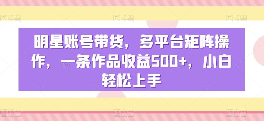 明星账号带货，多平台矩阵操作，一条作品收益500+，小白轻松上手【揭秘】-缘艺创业网