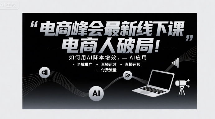 电商峰会最新线下课，电商人破局，如何用AI降本增效，AI应用-全域推广-直播运营-付费流量-缘艺创业网