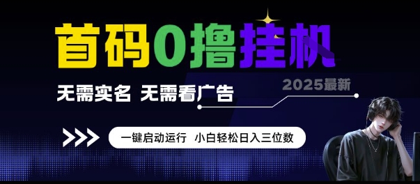 首码0撸挂G项目，无需实名无需看广告 一键启动运行，小白轻松日入三位数【揭秘】-缘艺创业网