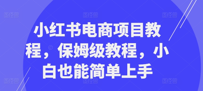小红书电商项目教程，保姆级教程，小白也能简单上手-缘艺创业网