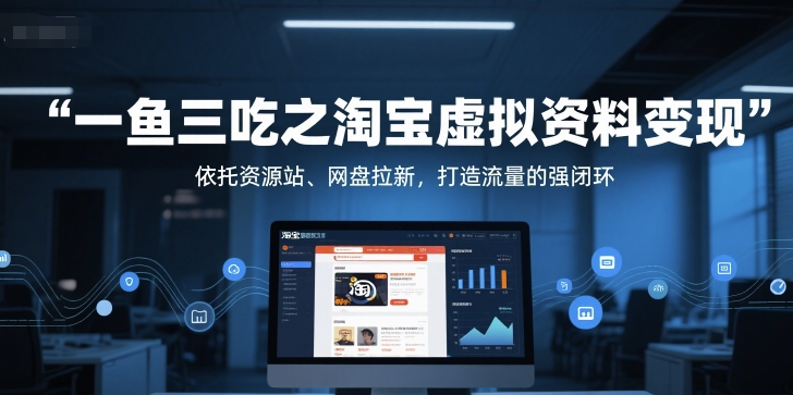 一鱼三吃之淘宝虚拟资料变现，依托资源站、网盘拉新，打造流量的强闭环-缘艺创业网