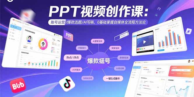 PPT视频创作课：账号运营/爆款选题/AI写稿，0基础掌握自媒体全流程方法论-缘艺创业网