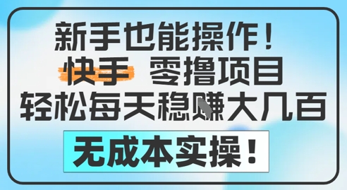 新手也能操作，快手零撸挣米，轻松每天挣2-5张，完全无成本-缘艺创业网