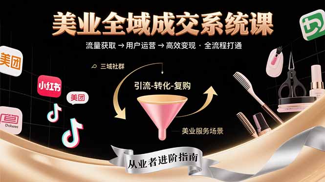 美业全域成交系统课程：帮助美业从业者打通从流量获取到高效变现全流程-缘艺创业网