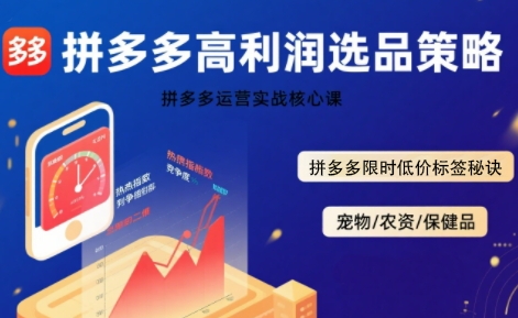 拼多多选品暴利技术实战课，拼多多高利润选品策略，拼多多限时低价标签秘诀-缘艺创业网