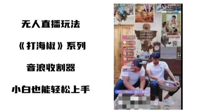 打海椒无人直播整蛊项目，小白轻松上手撸音浪收割器（教程+工具+素材）-缘艺创业网