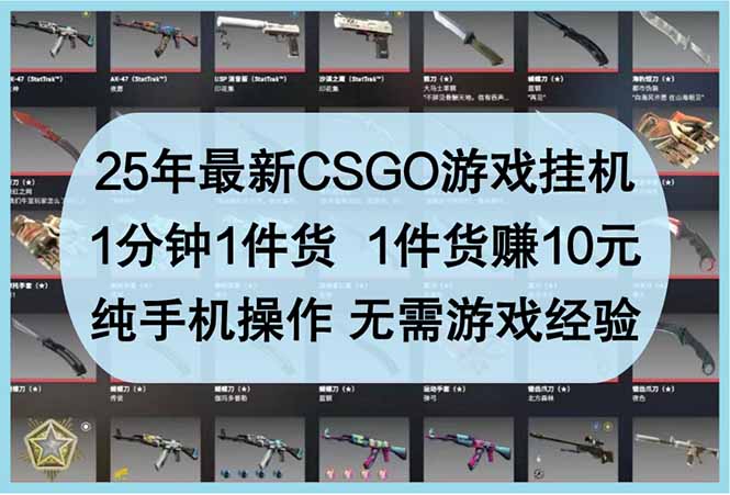 25年最新CSGO游戏挂机，1分钟1件货，1件货赚10元 纯手机操作 无需游戏经验-缘艺创业网