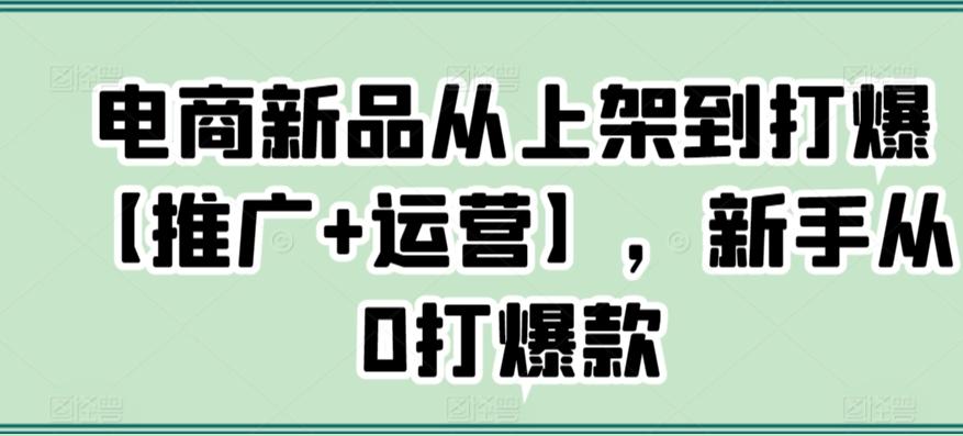 电商新品从上架到打爆【推广+运营】，新手从0打爆款-缘艺创业网
