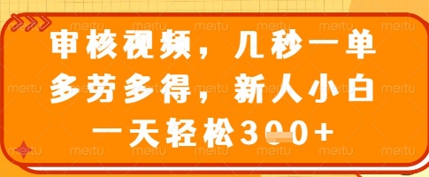 审核视频，几秒一单，多劳多得，新人小白一天轻松3张【揭秘】-缘艺创业网