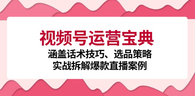 视频号运营宝典：涵盖话术技巧、选品策略、实战拆解爆款直播案例-缘艺创业网