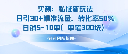 实测私域新玩法日引30加精准流量转化率50%日销5-10单每笔3张-缘艺创业网