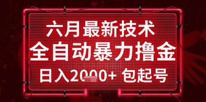 六月最新技术全自动暴力撸金，稳定日入2k+包起号，长期稳定【揭秘】-缘艺创业网