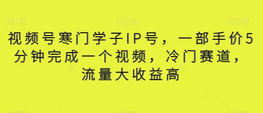 视频号寒门学子IP号，一部手价5分钟完成一个视频，冷门赛道，流量大收益高【揭秘】-缘艺创业网
