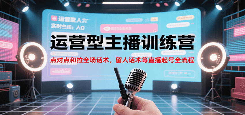 运营型主播训练营，点对点和拉全场话术，留人话术等直播起号全流程(更新7月)-缘艺创业网
