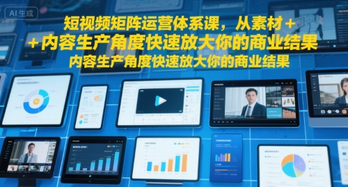 短视频矩阵运营体系课，从素材+内容生产角度快速放大你的商业结果-缘艺创业网
