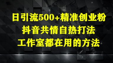 日引流500+精准创业粉，抖音共情自热打法，工作室都在用的方法-缘艺创业网