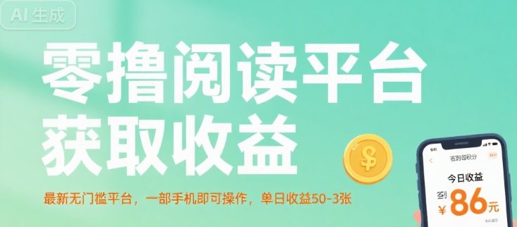 零撸阅读平台获取收益，最新无门槛平台，一部手机即可操作，单日收益50-3张【揭秘】-缘艺创业网