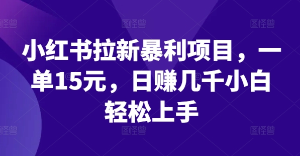 小红书拉新暴利项目，一单15元，日赚几千小白轻松上手【揭秘】-缘艺创业网