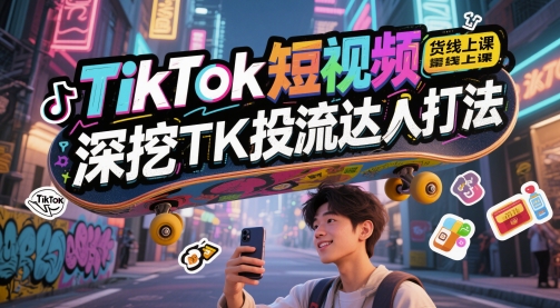TikTok短视频带货线上课，深挖TK投流达人打法-缘艺创业网