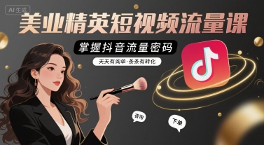 美业精英短视频流量课，掌握抖音流量密码，天天有询单，条条有转化-缘艺创业网