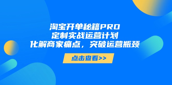 淘宝开单秘籍PRO，定制实战运营计划，化解商家痛点，突破运营瓶颈-缘艺创业网