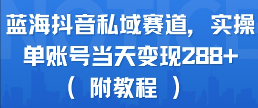 蓝海抖音私域赛道，实操单账号当天变现288+(附教程)-缘艺创业网