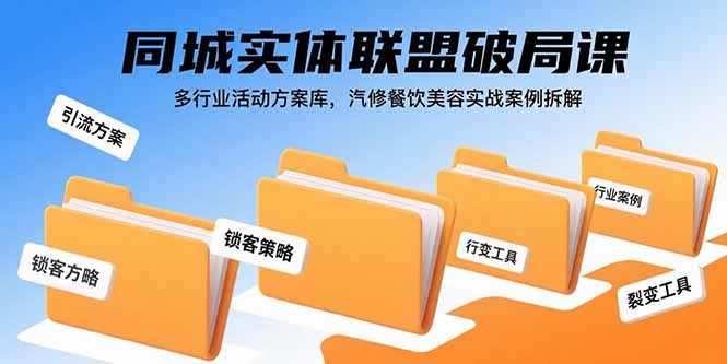 同城实体联盟破局课，多行业活动方案库，汽修餐饮美容实战案例拆解-缘艺创业网