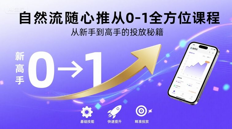 自然流随心推从0-1全方位课程，从新手到高手的投放秘籍-缘艺创业网