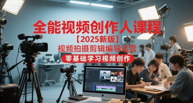 全能视频创作人课程【2025新版】视频拍摄剪辑编导运营，零基础学习视频创作-缘艺创业网