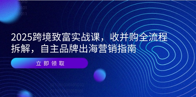 2025跨境致富实战课，收并购全流程拆解，自主品牌出海营销指南-缘艺创业网