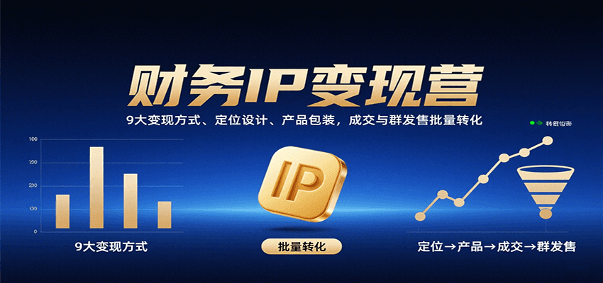 财务IP变现营：9大变现方式、定位设计、产品包装，成交与群发售批量转化-缘艺创业网