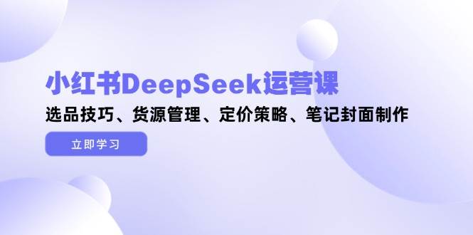 小红书DeepSeek运营课，选品技巧、货源管理、定价策略、笔记封面制作-缘艺创业网