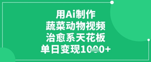 用Ai制作蔬菜动物视频，治愈系天花板，单日变现1k-缘艺创业网