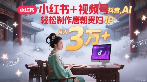 小红书+视频号+抖音，AI轻松制作唐朝贵妇IP，每天30分钟，轻松产出N条，月入3W+-缘艺创业网