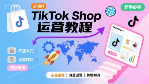 TikTok Shop从0到1运营教程，TikTok跨境电商新手必学课程-缘艺创业网
