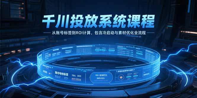 千川投放系统课程，从账号标签到ROI计算，包含冷启动与素材优化全流程-缘艺创业网