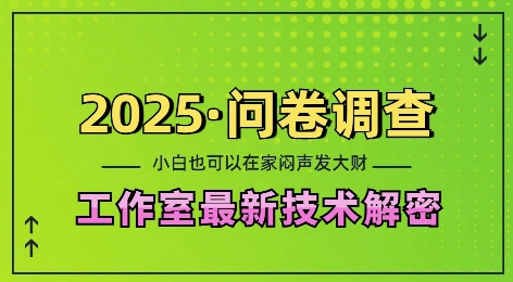 2025问卷调查最新工作室技术解密：一个人在家也可以闷声发大财，小白一天2张，可矩阵放大【揭秘】-缘艺创业网