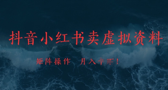 抖音小红书卖虚拟资料，市场需求一直存在，矩阵操作，月入1w+-缘艺创业网