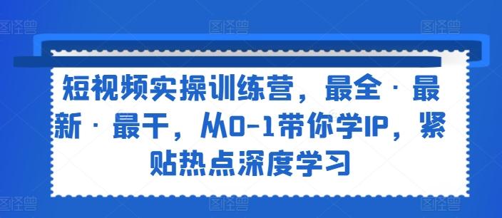 短视频实操训练营，最全·最新·最干，从0-1带你学IP，紧贴热点深度学习-缘艺创业网