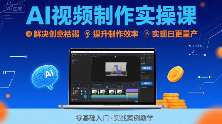 Ai视频制作实操课，解决创意枯竭、效率低下痛点，实现日更量产可持续变现-缘艺创业网
