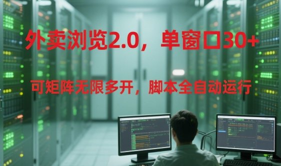 外卖浏览2.0，单窗口30+可矩阵无限多开，脚本全自动运行【揭秘】-缘艺创业网
