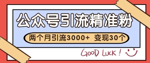 公众号精准粉引流玩法，2个月3000+精准粉，变现30个W【揭秘】-缘艺创业网