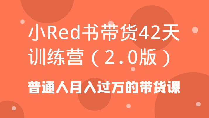 小Red书带货42天训练营(2.0版)普通人月入过万的带货课-缘艺创业网