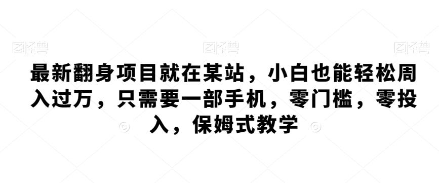 最新翻身项目就在某站，小白也能轻松周入过万，只需要一部手机，零门槛，零投入，保姆式教学-缘艺创业网